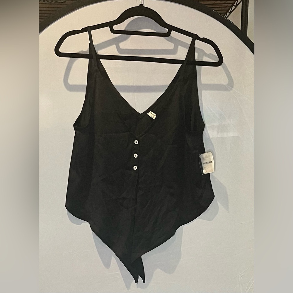 Free People Black Asymmetrical Buttoned Camisole - Picture 1 of 5